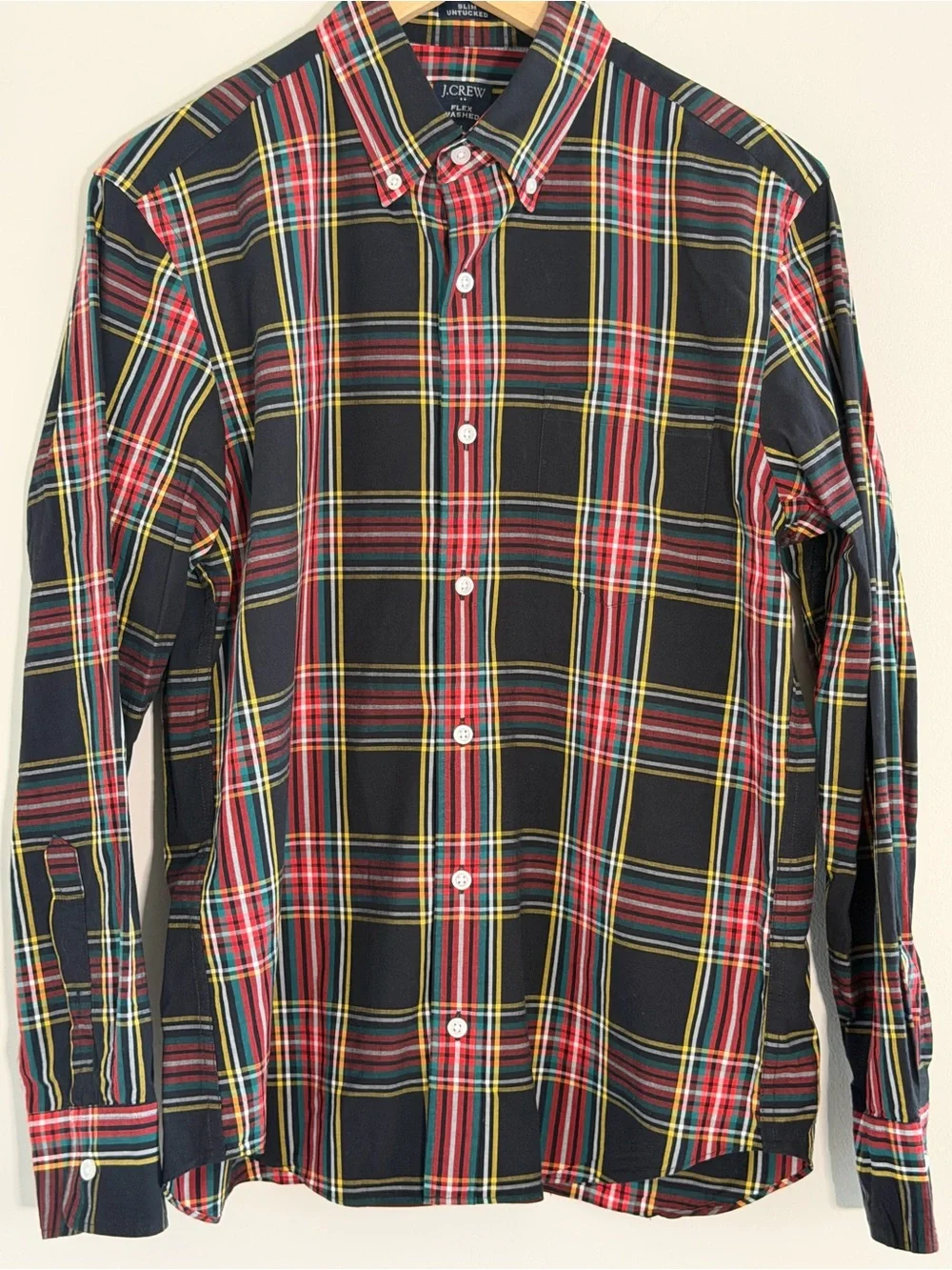 J Crew Flex Plaid Shirt Mens M Slim Untucked Stretch Cotton‎ Button Down Preppy